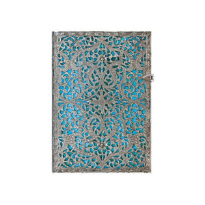 Paperblanks Silver Filigree Journal - Midi Maya Blue