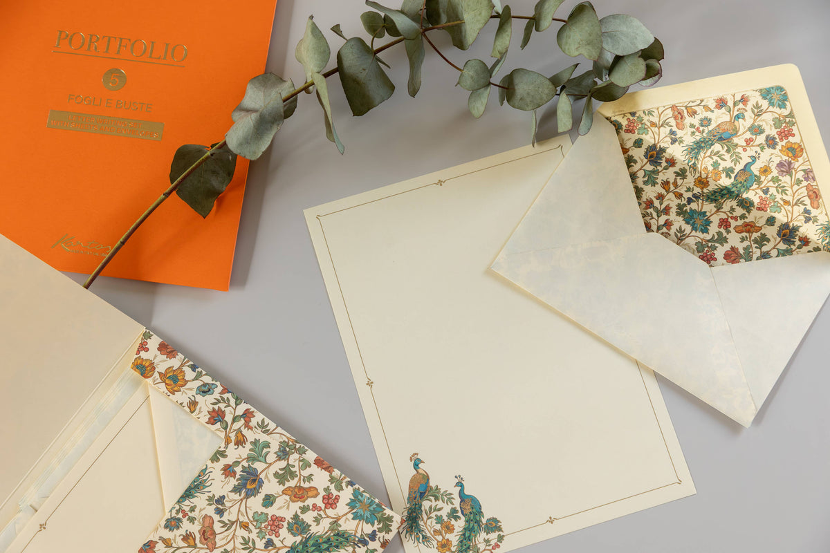 FLORENTINE PEACOCK PORTFOLIO 5 SHEETS/5 ENVELOPES