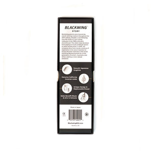Blackwing palomino pencil showing back of box