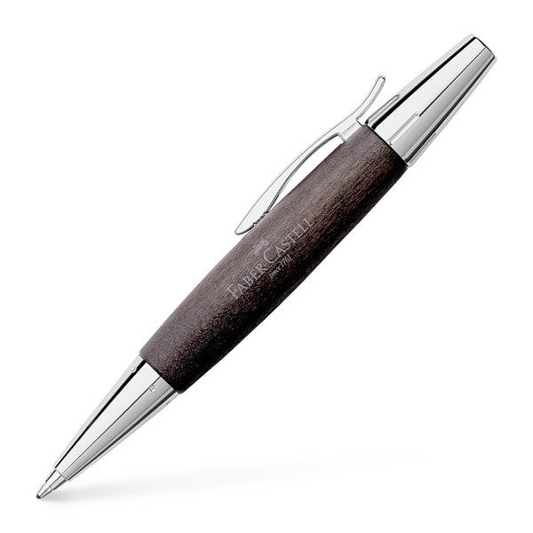 Faber-Castell E-Motion Wood / Chrome-plated Ballpoint Pen Black