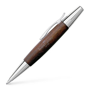 Faber-Castell E-Motion Wood / Chrome-plated Ballpoint Pen Dark Brown