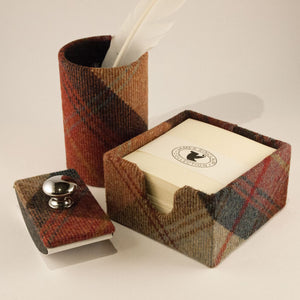 James Sinclair Norham desk set comprising of: rocker blotter, memo pad holder and pen pot