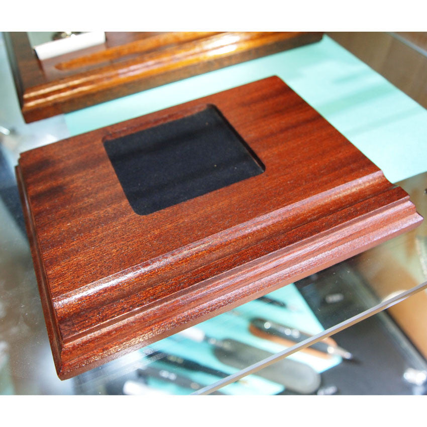 Solid wood teak base for inkwell