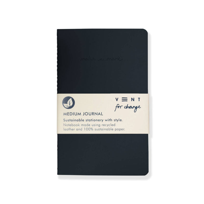 VENT Recycled Leather A5 Lined/Plain soft cover medium journal