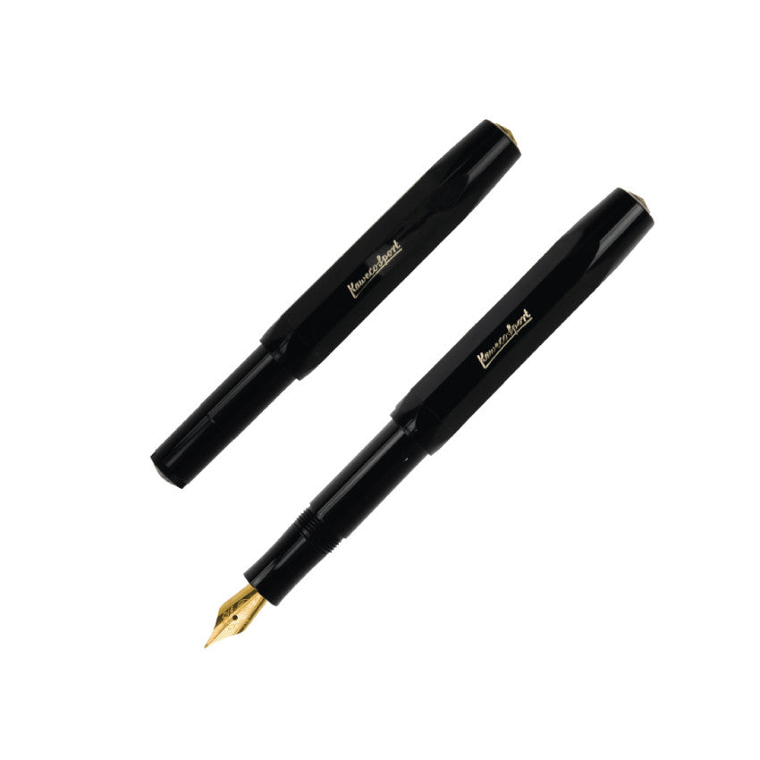 Kaweco Classic Sport Fountain Pen - Black Uncapped and Capped