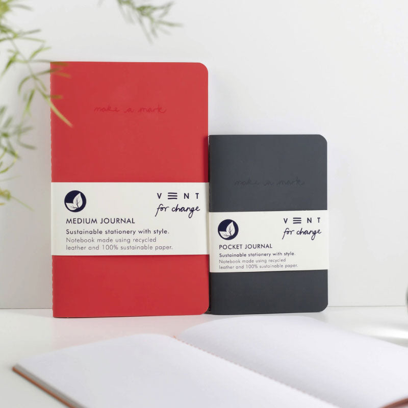 VENT Recycled Leather A6 Lined/Plain soft cover pocket journal